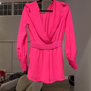 Hot pink long sleeve romper